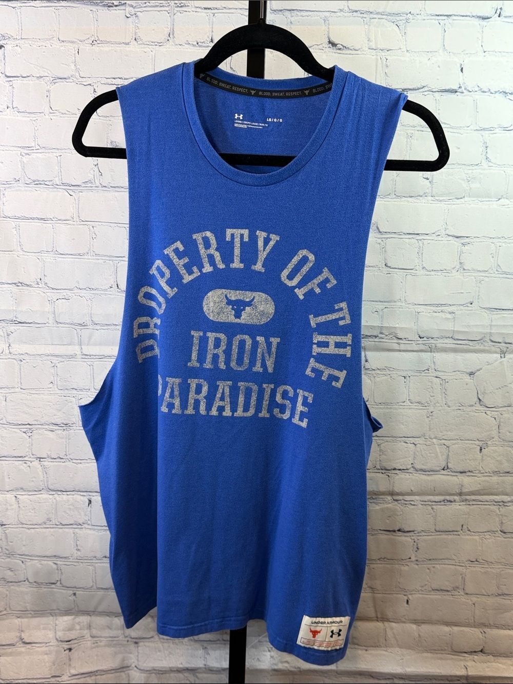 Under Armour Royal Blue Sleeveless Gym Tank with Silver Graphic